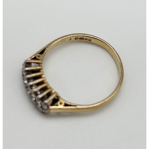 46 - 18ct gold ring with double row of diamonds size L 1/2, [2.26g]