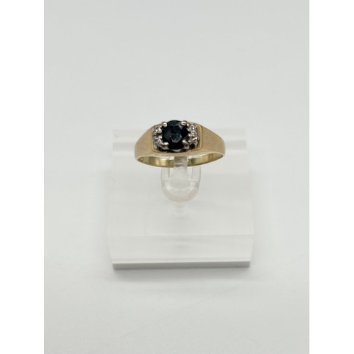 20 - Vintage 18ct gold sapphire & diamond dress ring , size S [3.94g]