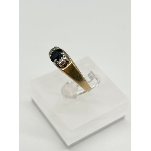 20 - Vintage 18ct gold sapphire & diamond dress ring , size S [3.94g]
