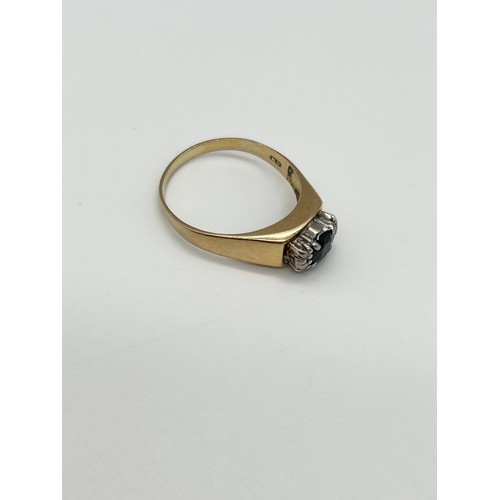 20 - Vintage 18ct gold sapphire & diamond dress ring , size S [3.94g]