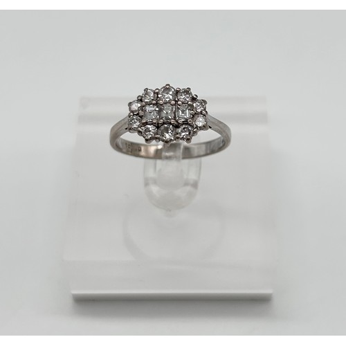 45 - 18ct white gold diamond cluster ring, size M 1/2, [3.30g]