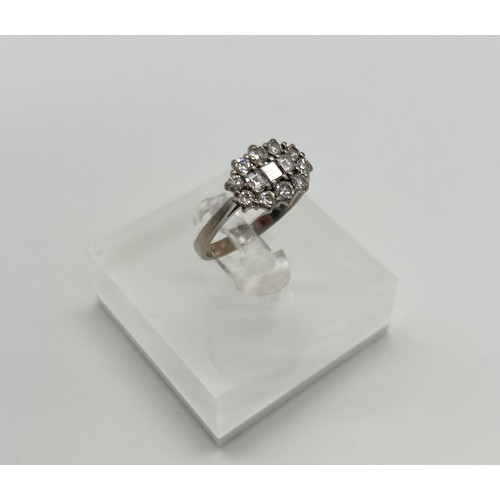 45 - 18ct white gold diamond cluster ring, size M 1/2, [3.30g]