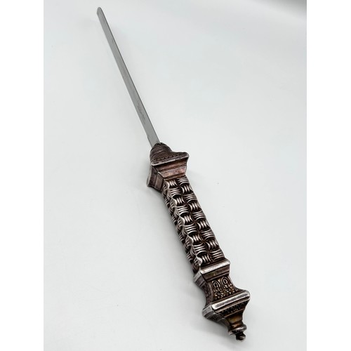 44 - Sheffield stainless steel carving knife with marked 925 silver handle