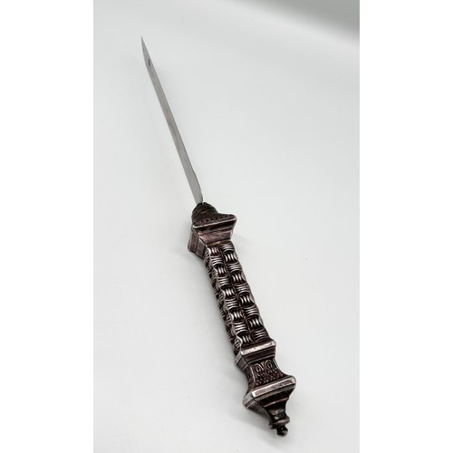 44 - Sheffield stainless steel carving knife with marked 925 silver handle