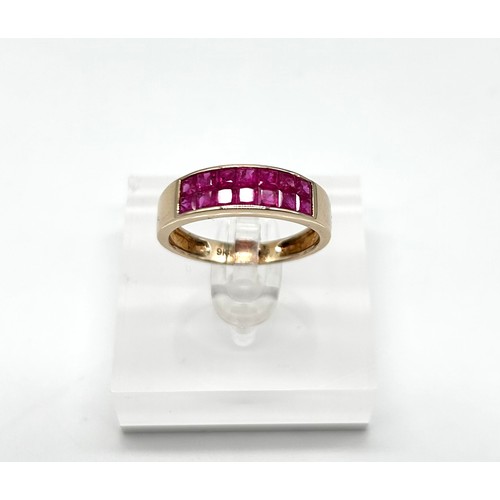 42 - 9ct gold ruby ring, size R [3.38g]
