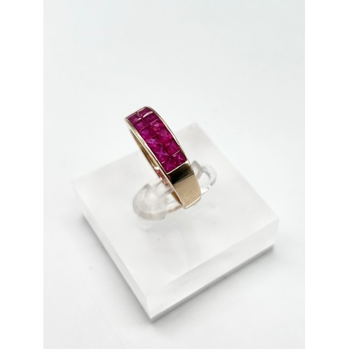 42 - 9ct gold ruby ring, size R [3.38g]