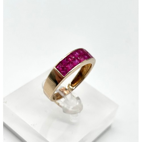 42 - 9ct gold ruby ring, size R [3.38g]