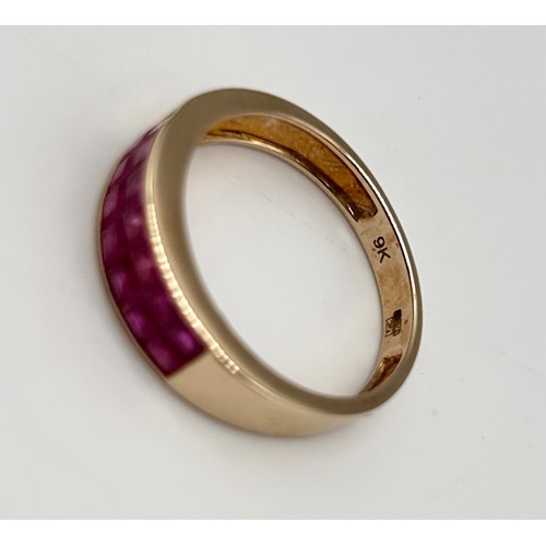 42 - 9ct gold ruby ring, size R [3.38g]