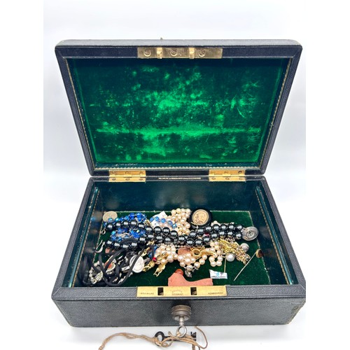 34 - Large collection of costume jewellery to include silver babies bangle, cultured pearls, cameo brooch... 