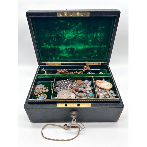 34 - Large collection of costume jewellery to include silver babies bangle, cultured pearls, cameo brooch... 