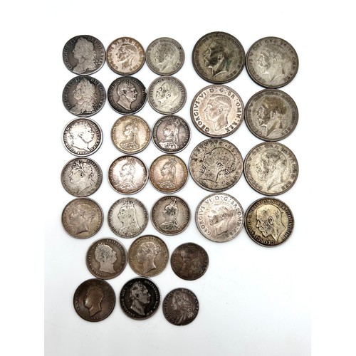 9 - Half crowns, various condition, see images; 1879, 1927, 1946, 1923, 1929, 1931, florins, 1944, 1922,... 
