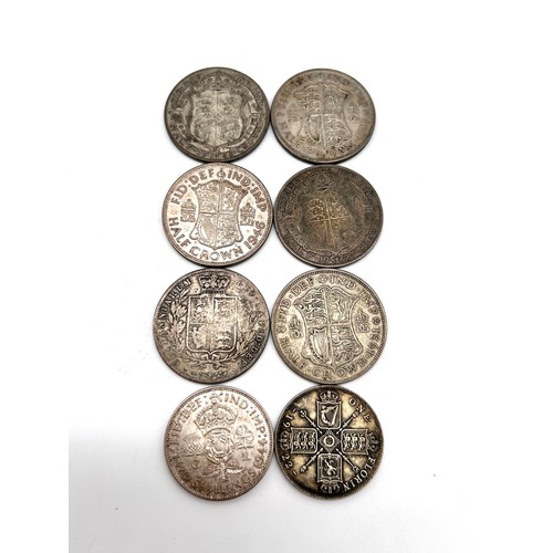 9 - Half crowns, various condition, see images; 1879, 1927, 1946, 1923, 1929, 1931, florins, 1944, 1922,... 