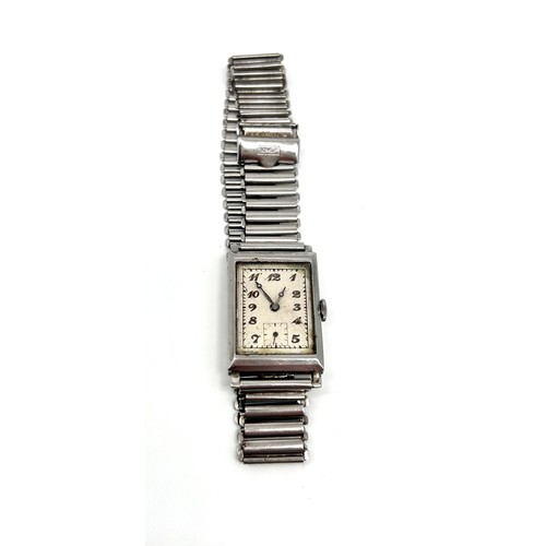 19 - International Watch Company - an Art Deco period wristwatch, rectangular dial Arabic numerals, subsi... 
