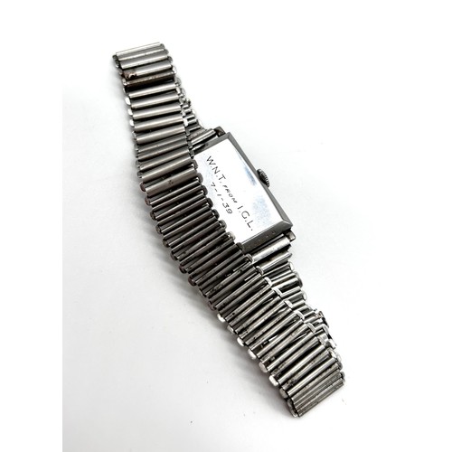 19 - International Watch Company - an Art Deco period wristwatch, rectangular dial Arabic numerals, subsi... 