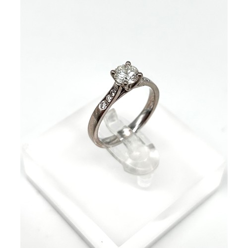 21 - 18ct white gold diamond ring, 0.50ct, size J, [3.20g]