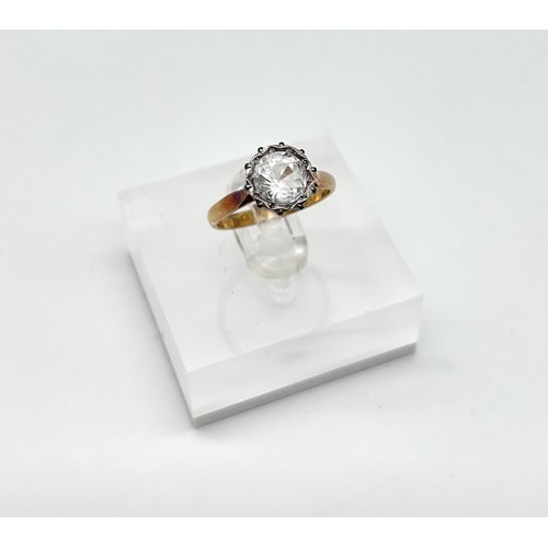 16 - 18ct and platinum rose cut diamond ring, size J [2.98g]