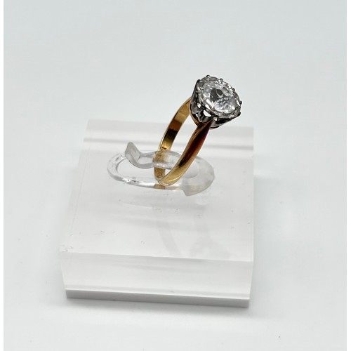 16 - 18ct and platinum rose cut diamond ring, size J [2.98g]