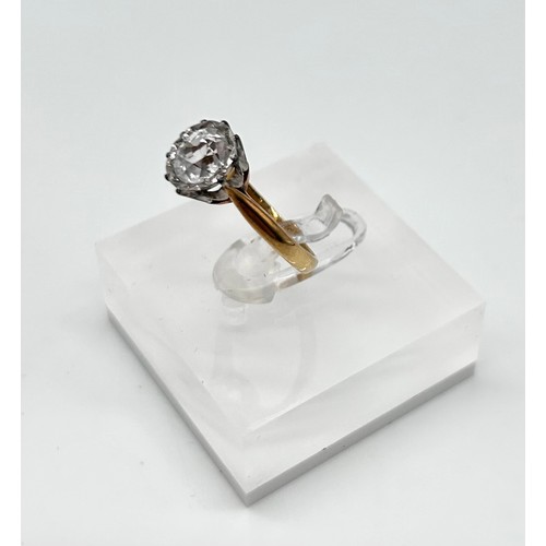 16 - 18ct and platinum rose cut diamond ring, size J [2.98g]