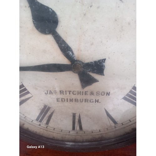 401 - Two vintage clocks: Cast Iron JAs Ritchie & Son Edinburgh Wall Clock, diameter 50 cm, with a GPO woo... 