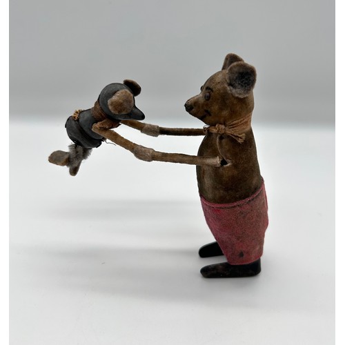 127 - 1930's vintage clockwork toy ''Dancing mouse with baby mouse'' made by German toy company Schuco.