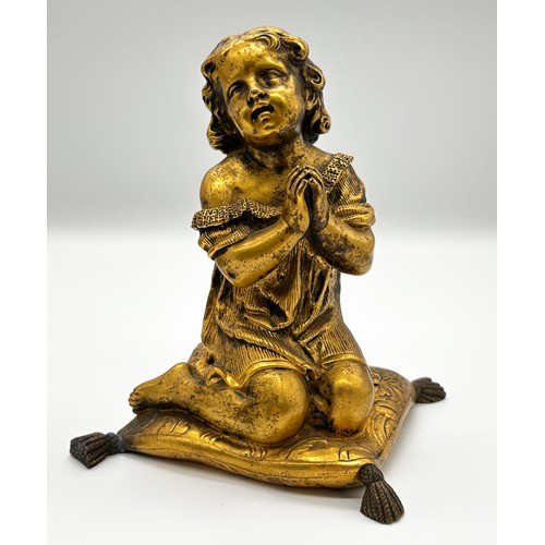 121 - 20th-century cast sculpture of a classical female figure and an Italian gilt cherub figure ‘Morning ... 