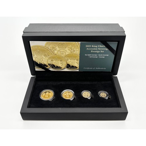 46 - Hattons of London 2023 King Charles III Accession Prestige Sovereign Proof Set 

22ct Gold Full Sove... 