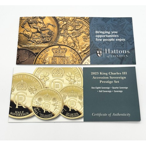46 - Hattons of London 2023 King Charles III Accession Prestige Sovereign Proof Set 

22ct Gold Full Sove... 