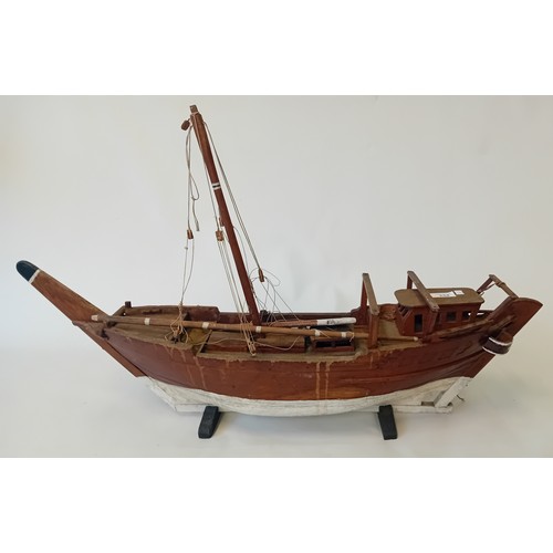 222 - Handcrafted wooden Chinese sailing vessel [in need of attention] [90cm]