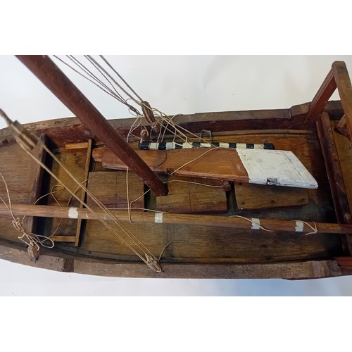 222 - Handcrafted wooden Chinese sailing vessel [in need of attention] [90cm]
