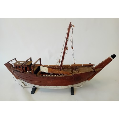 222 - Handcrafted wooden Chinese sailing vessel [in need of attention] [90cm]