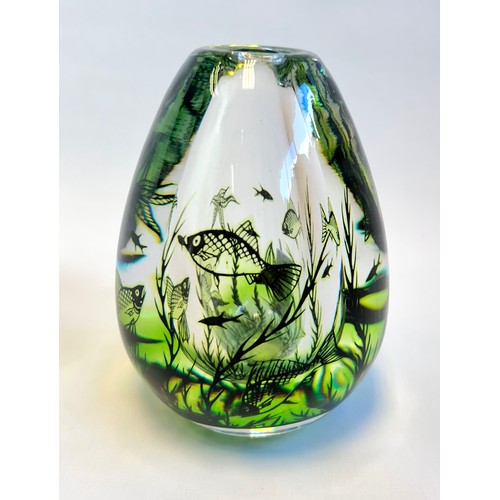 132 - Orrefors Graal art glass vase by Edward Hald, markings to underside
