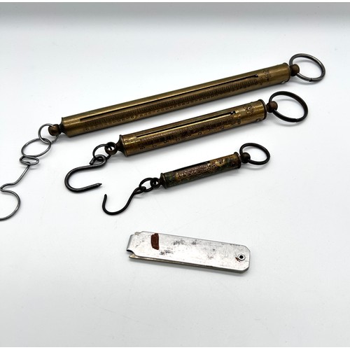 331 - Mother of pearl vintage opera glasses, two wooden gavels, vintage Salter spring scales and Monocular... 