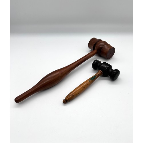 331 - Mother of pearl vintage opera glasses, two wooden gavels, vintage Salter spring scales and Monocular... 