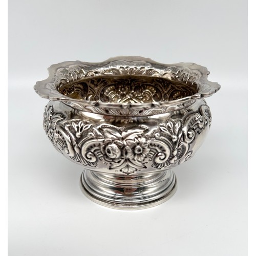 99 - Silver Bowl on Pedestal Base with floral decoration 
Brook & Son, Edinburgh 1900
Weight - 211.61g