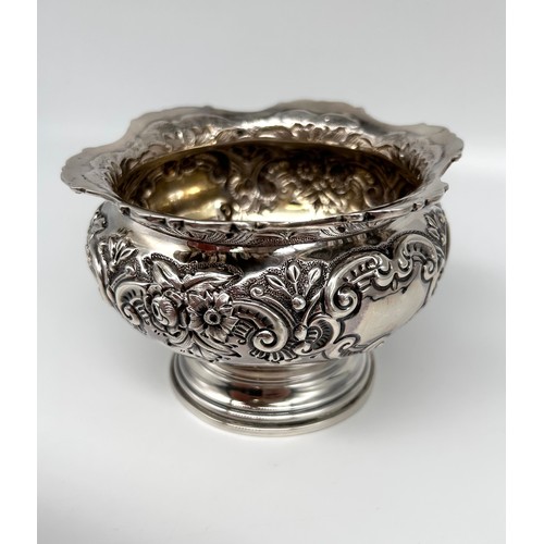 99 - Silver Bowl on Pedestal Base with floral decoration 
Brook & Son, Edinburgh 1900
Weight - 211.61g