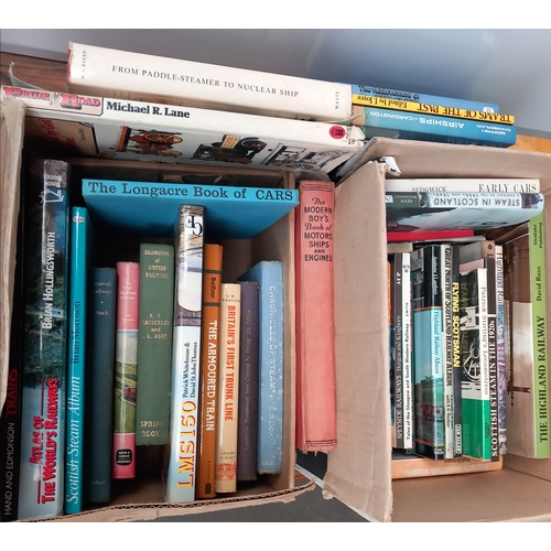 417 - Two boxes of vintage transport books, to include: Trains, Airships, Steamers and Cars, 41 publicatio... 
