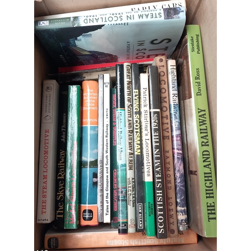 417 - Two boxes of vintage transport books, to include: Trains, Airships, Steamers and Cars, 41 publicatio... 