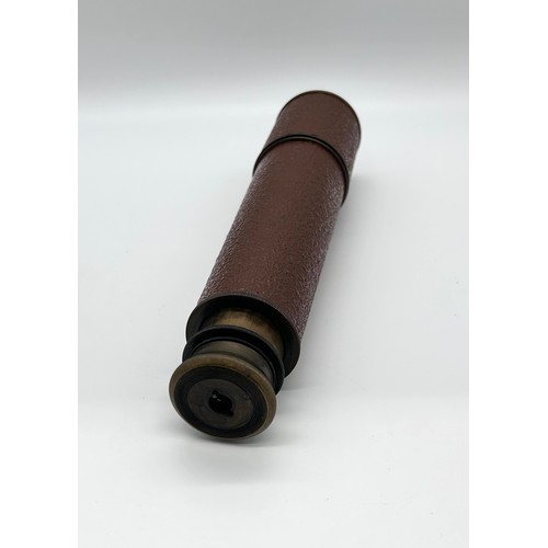 112 - Signals Regiment 3 pull Telescope in leather case marked TELE.SCT.REGTS Mk2, H.C.R & Sons Ltd OS126G... 
