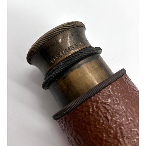 112 - Signals Regiment 3 pull Telescope in leather case marked TELE.SCT.REGTS Mk2, H.C.R & Sons Ltd OS126G... 