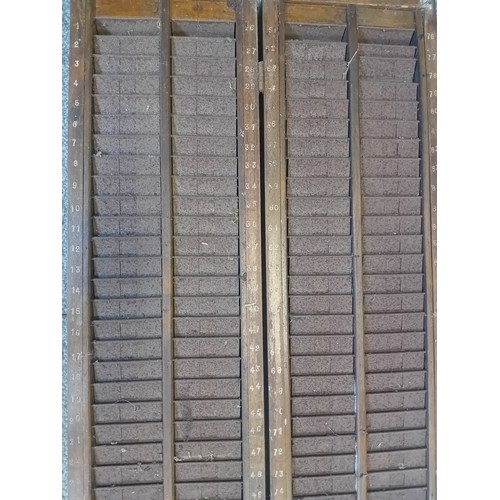 220 - Vintage clock in time card holder (90x25cm)