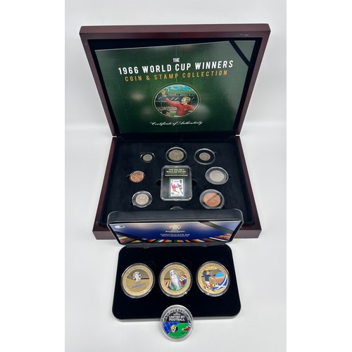 121 - 1966 World Cup Winners Coin & Stamp Collection together with Euro 2024 Commemorative Coin Set and UE... 