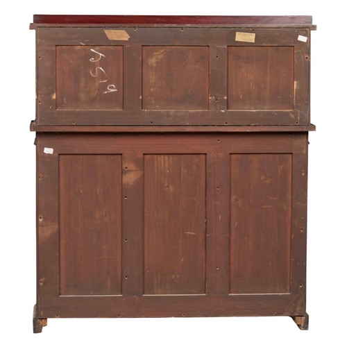 425 - A Victorian mahogany bookcase cabinet, by John Reid & sons, The superstructure with a gallery and gl... 