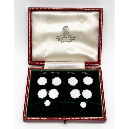 5 - 9ct White Gold cufflink and shirt studs in fitted case
Weight - 11.63g