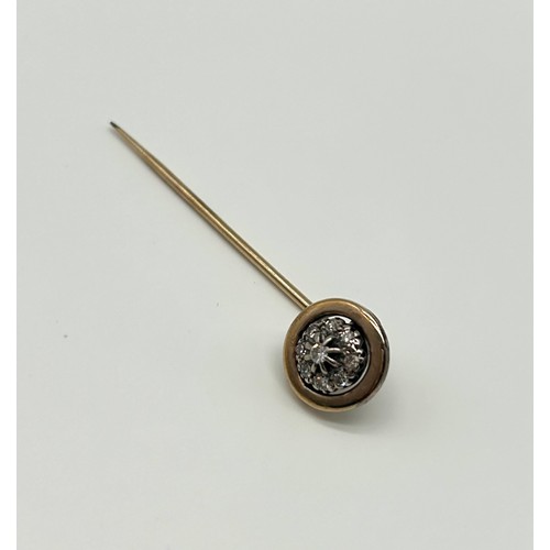 32 - Gold and Diamond Tie Pin (Testing 9ct or Higher) Unmarked 
Weight - 3.62g