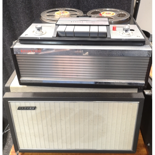 421 - Hacker valve record player, speaker and Morconiphone tape to tape player.