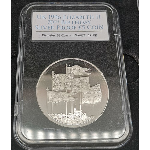 40 - The Queen Elizabeth 11 70th Birthday & 1953 Historic Set to include Silver Proof £5 Coin weight 28.2... 