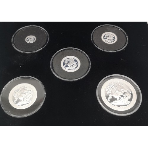 37 - The Falkland Island 2025 Silver Proof Five Coin Sovereign Box Set Collection, combined weight, 66g