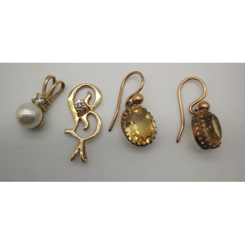 30A - Collection of Gold Jewellery , two hat pins and collection of Gold Earrings
(Unmarked, Testing 9ct o... 