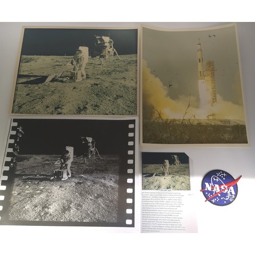 40A - NASA PHOTO'S TAKEN BY NEIL ARMSTRONG, A PAIR SEQUENTIAL PHOTOGRAPHS DEPICTING BUZZ ALDRIN DEPLOYING ... 