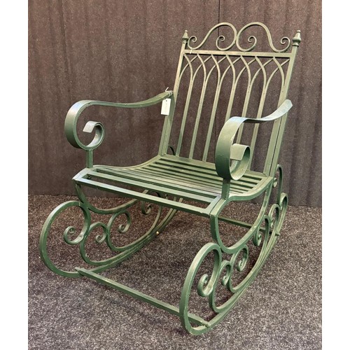 238 - Green painted garden rocker chair